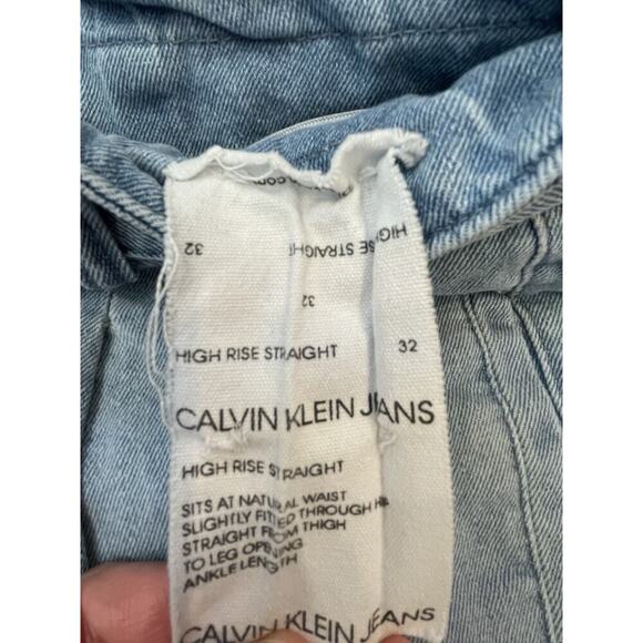 Vintage Calvin Klein Jeans Womens 32 Blue Denim Baggy High Rise‎ 90s w/ belt y2K - Picture 7 of 11